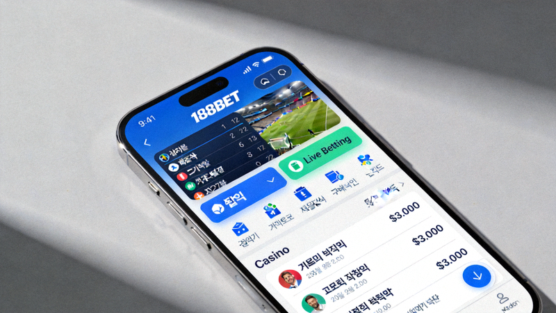 스마트폰 화면에서 188BET 모바일 인터페이스를 보여주는 이미지